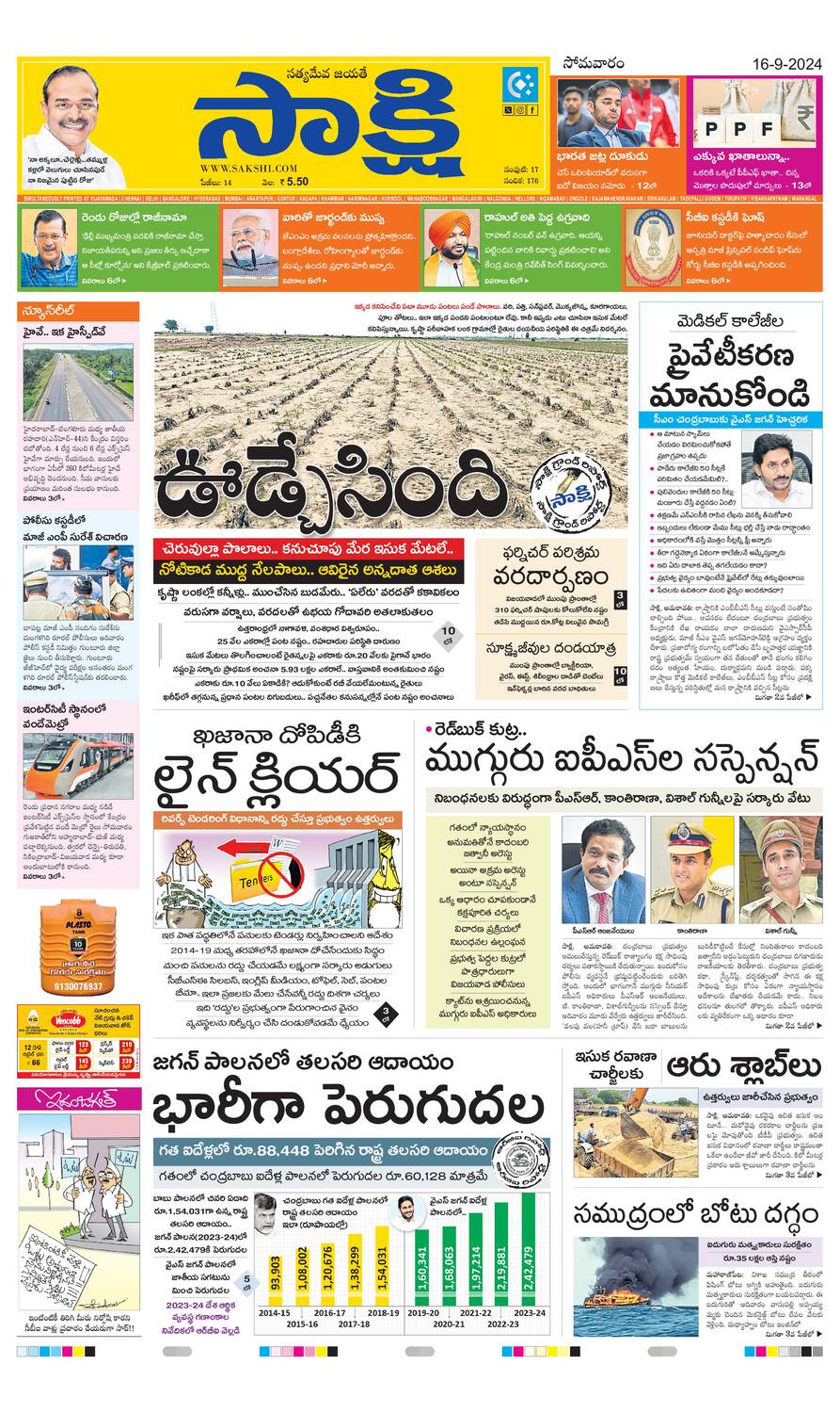 Telugu Prabha Epaper - Today's Telugu Daily from AP, Telangana & Hyderabad